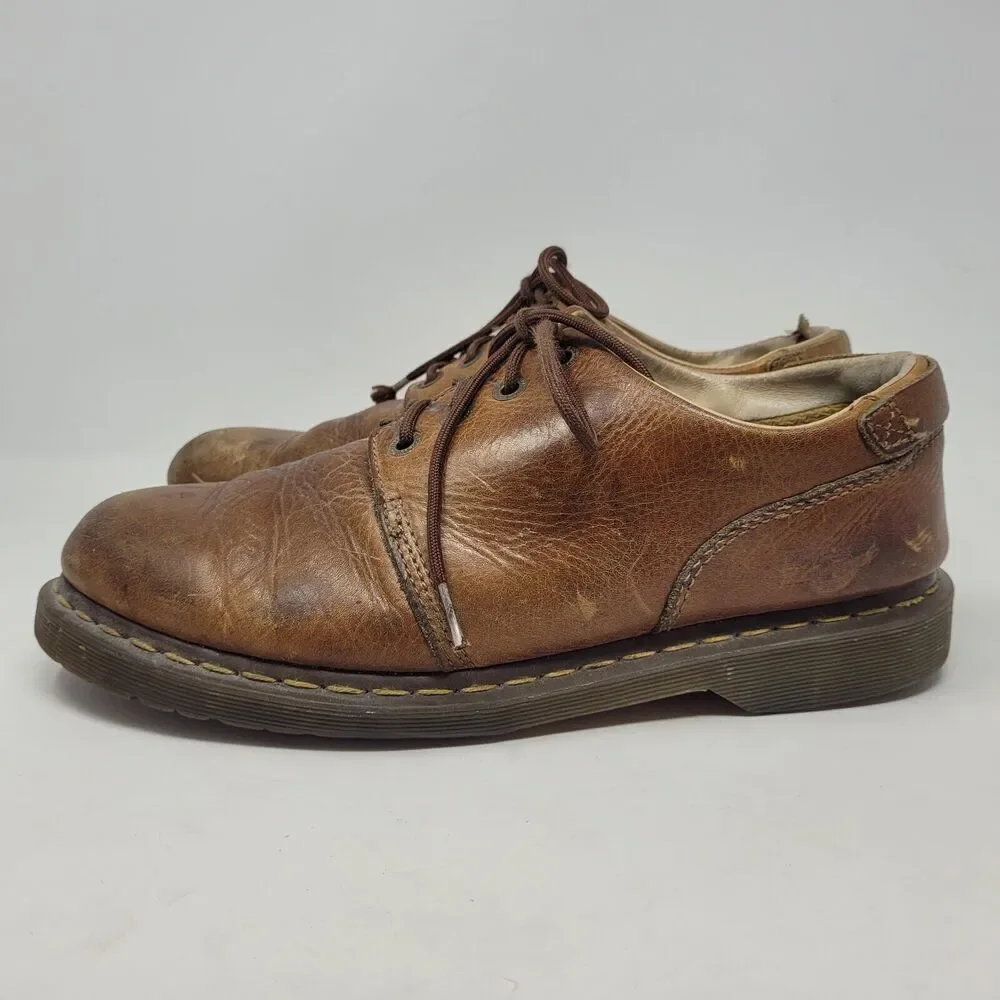 Dr Martens Doc Shoes Mens 12M Brown Leather Oxford 11792 Chunky Distressed